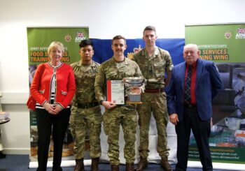 Left to Right. Barbara Mackenzie, Pte Lama 2 RGR runner up, Pte Van der Vaart Winner, Cpl Jarvis 32 Engr runner up, Allan Mackenzie.